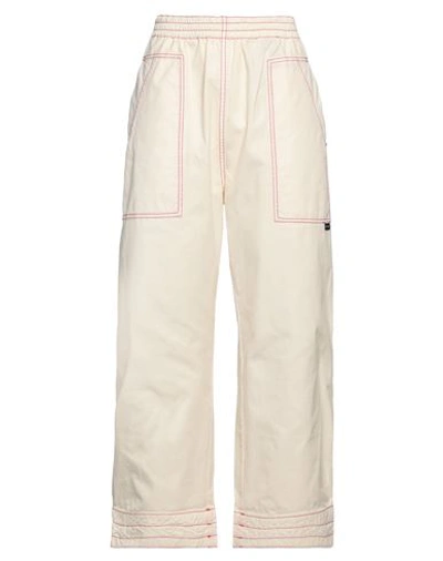 Palm Angels Woman Pants Cream Size L Cotton, Polyester In White
