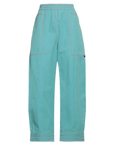 Palm Angels Woman Pants Turquoise Size Xs Cotton, Polyester In Blue