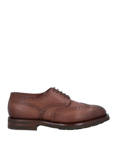 Santoni Man Lace-up Shoes Brown Size 10.5 Leather