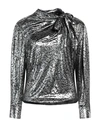 Isabel Marant Joyela Shiny Jersey Turtleneck In Silver