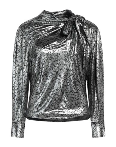 Isabel Marant Joyela Shiny Jersey Turtleneck In Silver