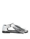 Jil Sander Mirror Leather Sandal In Silver