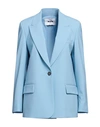 Msgm Woman Blazer Sky Blue Size 4 Virgin Wool, Elastane, Polyester