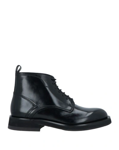 Santoni Man Ankle Boots Black Size 12 Leather