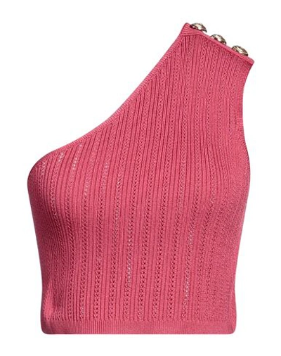 Balmain Woman Top Magenta Size 10 Viscose, Metallized Polyamide