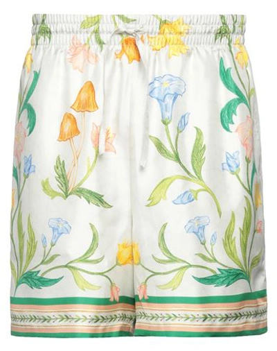 Casablanca Man Shorts & Bermuda Shorts White Size S Silk