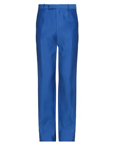 Off-white Man Pants Bright Blue Size 32 Virgin Wool, Silk In Blue