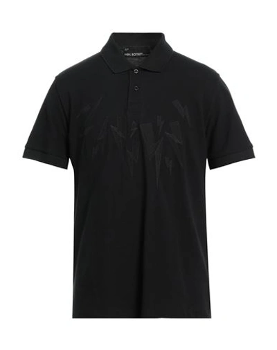 Neil Barrett Man Polo Shirt Black Size 3xl Cotton