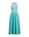 Ottod'ame Woman Maxi Dress Turquoise Size 8 Cotton, Viscose, Elastane In Blue