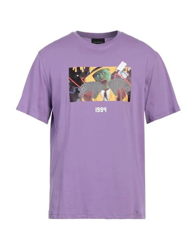 Throwback. Man T-shirt Light Purple Size Xl Cotton