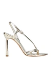 Ferragamo Woman Sandals Platinum Size 10.5 Calfskin In Grey