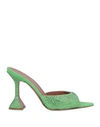 Amina Muaddi Woman Sandals Light Green Size 10 Textile Fibers In Verde Blu E Verdi