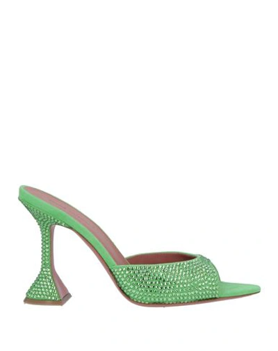 Amina Muaddi Woman Sandals Light Green Size 10 Textile Fibers In Verde Blu E Verdi