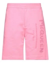 Alexander Mcqueen Bermuda Shorts With Graffiti Logo Print In Pink