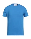 Alpha Studio Man T-shirt Azure Size 44 Cotton, Elastane In Blue