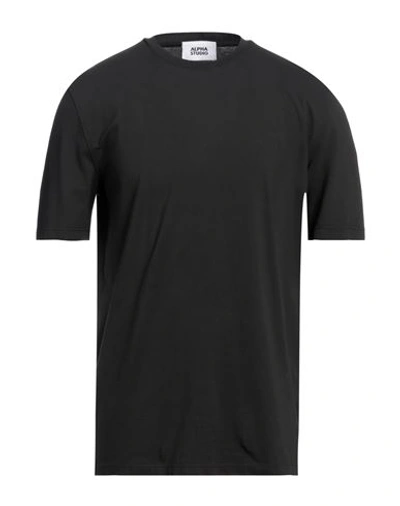Alpha Studio Man T-shirt Black Size 38 Cotton, Elastane