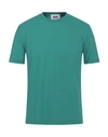 Alpha Studio Man T-shirt Green Size 40 Cotton, Elastane