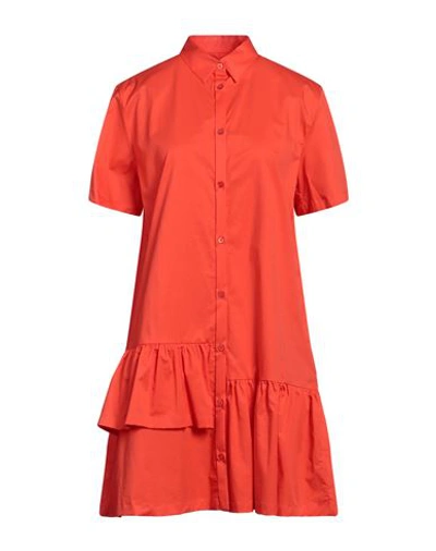 Ps By Paul Smith Ps Paul Smith Woman Mini Dress Tomato Red Size 6 Cotton, Elastane