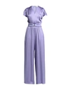 Agnona Woman Jumpsuit Mauve Size 10 Viscose, Acetate, Lambskin In Purple