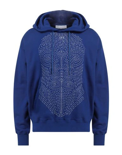 Off-white Man Sweatshirt Bright Blue Size L Cotton, Elastane