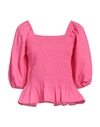 Maison Scotch Woman Top Fuchsia Size 4 Organic Cotton In Pink