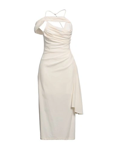 Jacquemus Woman Midi Dress Ivory Size 2 Virgin Wool, Polyamide, Elastane In White