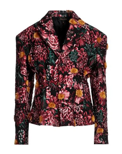 Comme Des Garçons Single-breasted Floral Blazer In Red