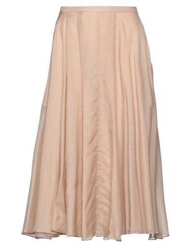 Rochas Woman Midi Skirt Beige Size 6 Cotton, Silk