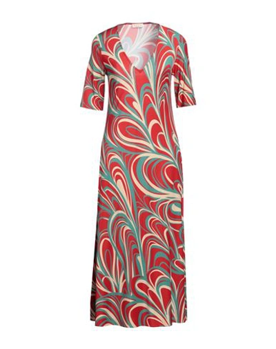 Siyu Woman Midi Dress Red Size 4 Viscose, Elastane