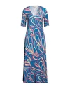 Siyu Woman Midi Dress Azure Size 8 Viscose, Elastane In Blue