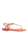 Aquazzura Woman Thong Sandal Orange Size 10 Soft Leather