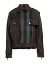 Burberry Check Biker Jacket In Brown