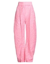 Attico Wide-leg Cotton Blend Pant With Zebra Motif In Pink