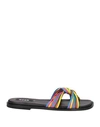 Msgm Woman Sandals Black Size 11 Soft Leather In Black