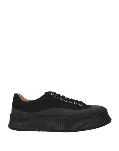 Jil Sander Oversize Sole Canvas Sneakers In Black