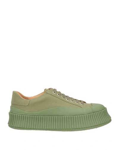 Jil Sander Man Sneakers Military Green Size 12 Soft Leather In Light Green