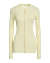 Jil Sander Woman Cardigan Pastel Yellow Size 8 Wool, Silk