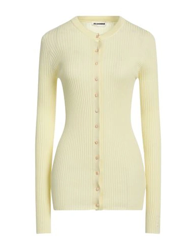 Jil Sander Woman Cardigan Pastel Yellow Size 8 Wool, Silk