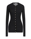 Jil Sander Silk Ribbed Crewneck Cardigan In Black
