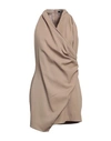 Balmain Woman Mini Dress Sand Size 10 Wool In Beige