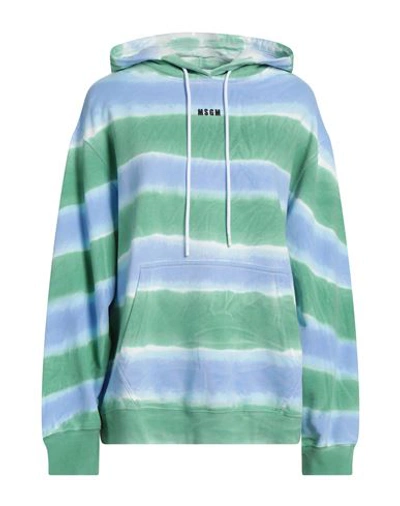 Msgm Woman Sweatshirt Green Size Xs Cotton