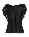 Rabanne Woman Top Navy Size 10 Viscose, Elastane, Polyamide, Polyester In Navy Blue