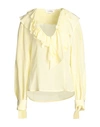 Victoria Beckham Woman Top Light Yellow Size 6 Silk, Polyester
