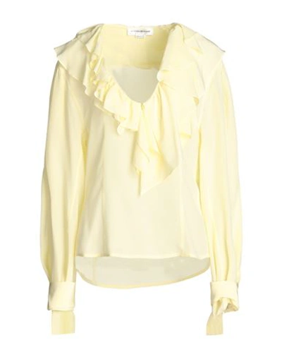 Victoria Beckham Woman Top Light Yellow Size 0 Silk, Polyester