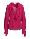 Victoria Beckham Woman Top Fuchsia Size 8 Silk, Polyester In Pink