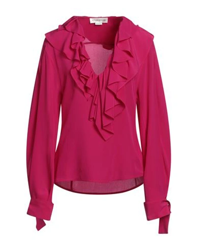 Victoria Beckham Woman Top Fuchsia Size 4 Silk, Polyester In Pink