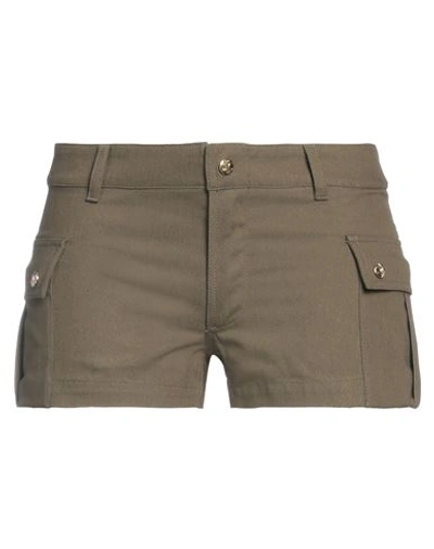 Celine Woman Shorts & Bermuda Shorts Military Green Size 6 Cotton