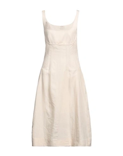 Chloé Woman Midi Dress Beige Size 10 Linen