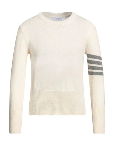 Thom Browne Man Sweater Cream Size 4 Wool In White