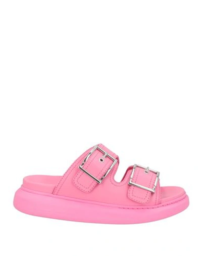 Alexander Mcqueen Woman Sandals Pink Size 8 Soft Leather, Textile Fibers